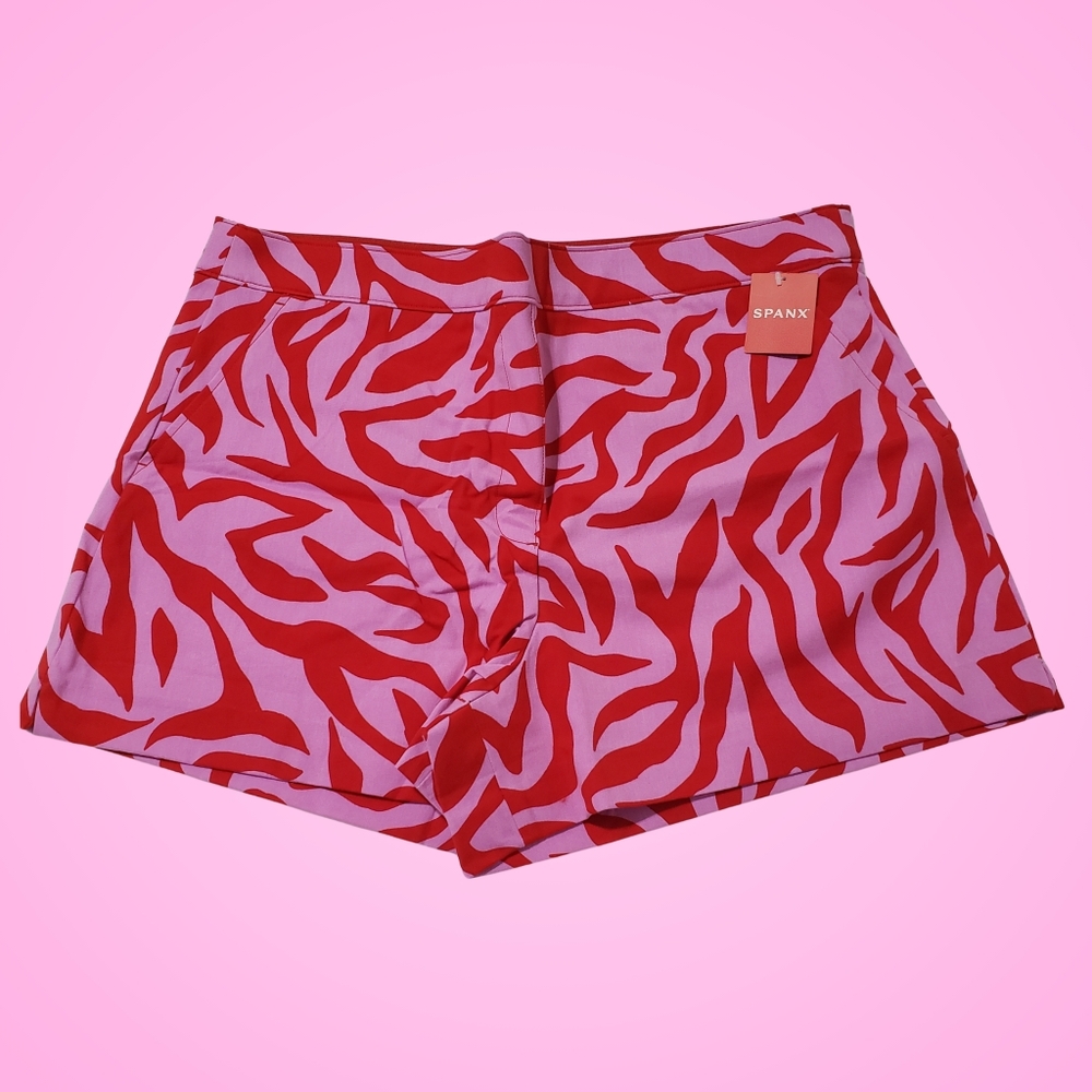Spanx On The Go 6-Inch Pull-On Shorts XL True Red Zebra Stripe Pink/Purple 🦓💕